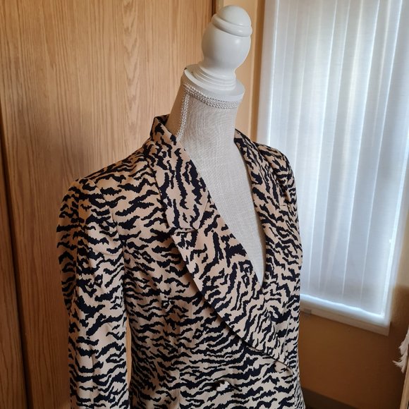 Good American Sand Zebra Double Breasted Blazer Size 1 Small Animal Print NWT - Picture 5 of 10